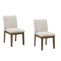 Masi Dining Side Chair Set of 2, Padded Seat, Light Gray Polyester, Brown - BM355982