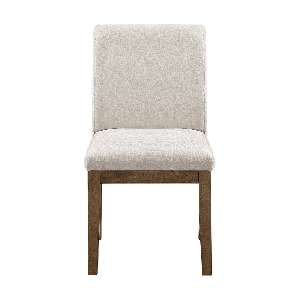 Masi Dining Side Chair Set of 2, Padded Seat, Light Gray Polyester, Brown - BM355982