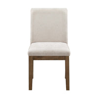Masi Dining Side Chair Set of 2, Padded Seat, Light Gray Polyester, Brown - BM355982