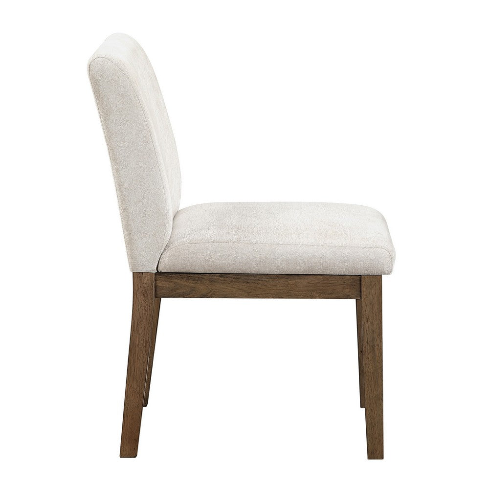 Masi Dining Side Chair Set of 2, Padded Seat, Light Gray Polyester, Brown - BM355982