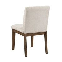 Masi Dining Side Chair Set of 2, Padded Seat, Light Gray Polyester, Brown - BM355982