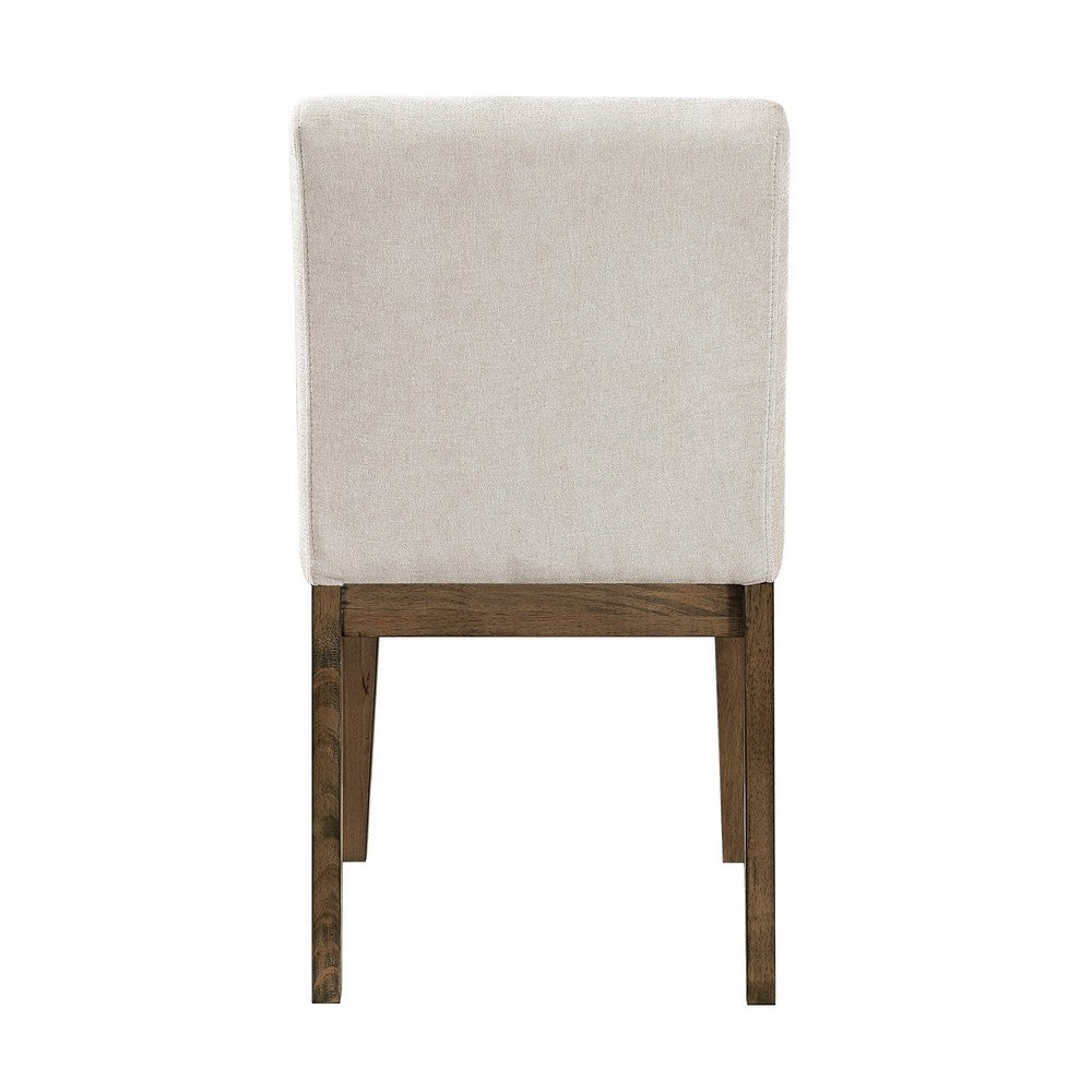 Masi Dining Side Chair Set of 2, Padded Seat, Light Gray Polyester, Brown - BM355982