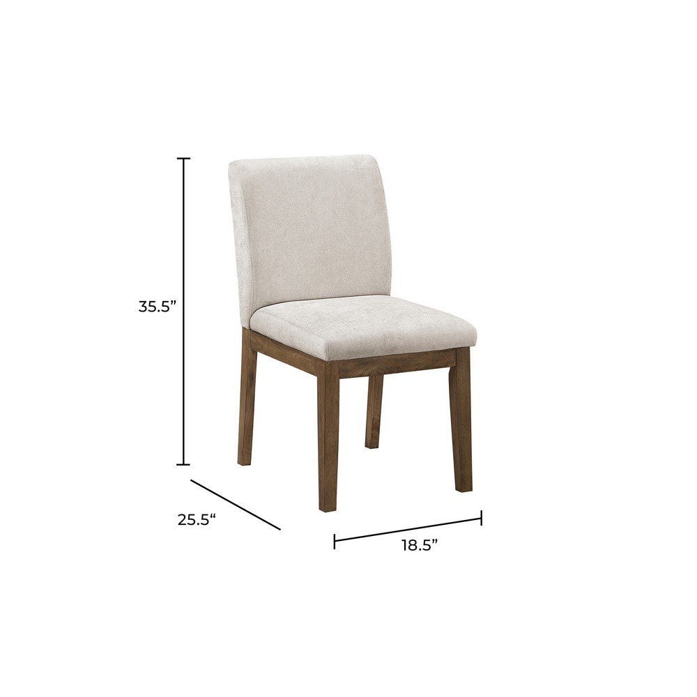 Masi Dining Side Chair Set of 2, Padded Seat, Light Gray Polyester, Brown - BM355982