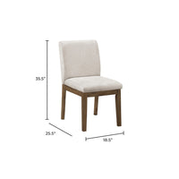 Masi Dining Side Chair Set of 2, Padded Seat, Light Gray Polyester, Brown - BM355982
