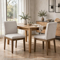 Masi Dining Side Chair Set of 2, Padded Seat, Light Gray Polyester, Brown - BM355982