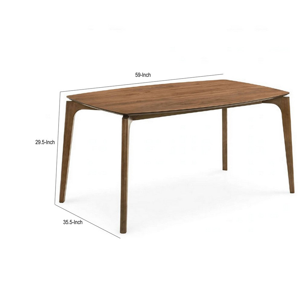 Ebik Mid-Century Dining Table, Tapered Legs, Walnut Brown, 59 Inch-BM356300