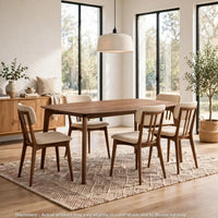 Ebik Mid-Century Dining Table, Tapered Legs, Walnut Brown, 59 Inch-BM356300