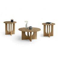Moloy Coffee Table Set with 2 End Tables, Cross Arch Base, Brown Wood-BM356310