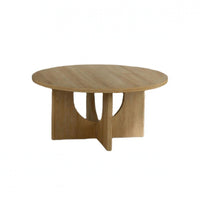 Moloy Coffee Table Set with 2 End Tables, Cross Arch Base, Brown Wood-BM356310