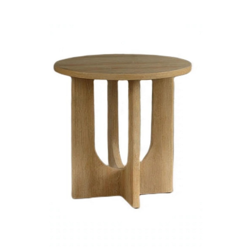 Moloy Coffee Table Set with 2 End Tables, Cross Arch Base, Brown Wood-BM356310