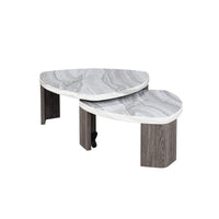 Lesy Nesting Cocktail Table, Swivel Design, Hidden Casters Gray Wood-BM356311
