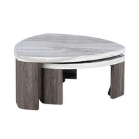 Lesy Nesting Cocktail Table, Swivel Design, Hidden Casters Gray Wood-BM356311