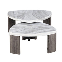 Lesy Nesting Cocktail Table, Swivel Design, Hidden Casters Gray Wood-BM356311