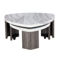 Lesy Nesting Cocktail Table, Swivel Design, Hidden Casters Gray Wood-BM356311