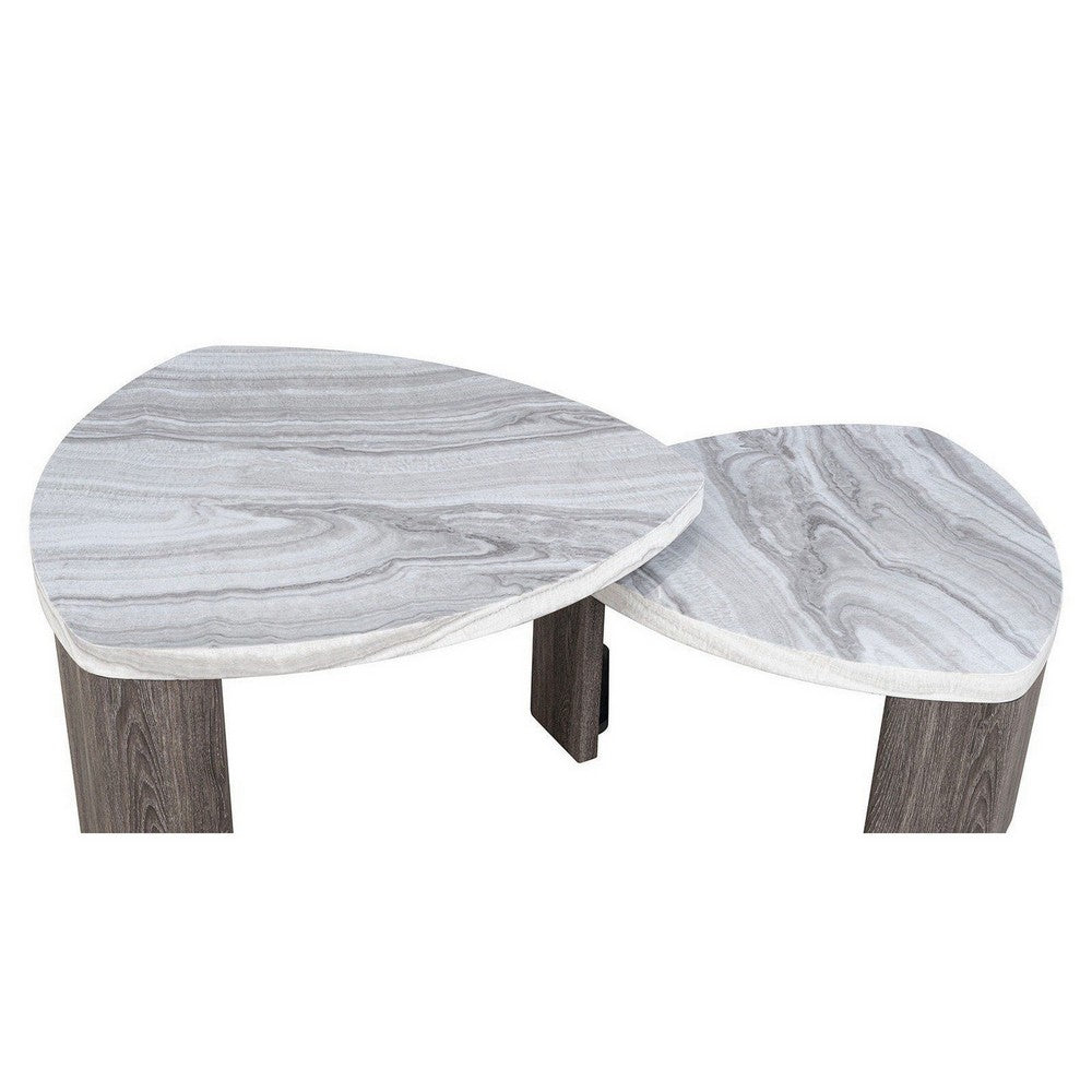 Lesy Nesting Cocktail Table, Swivel Design, Hidden Casters Gray Wood-BM356311