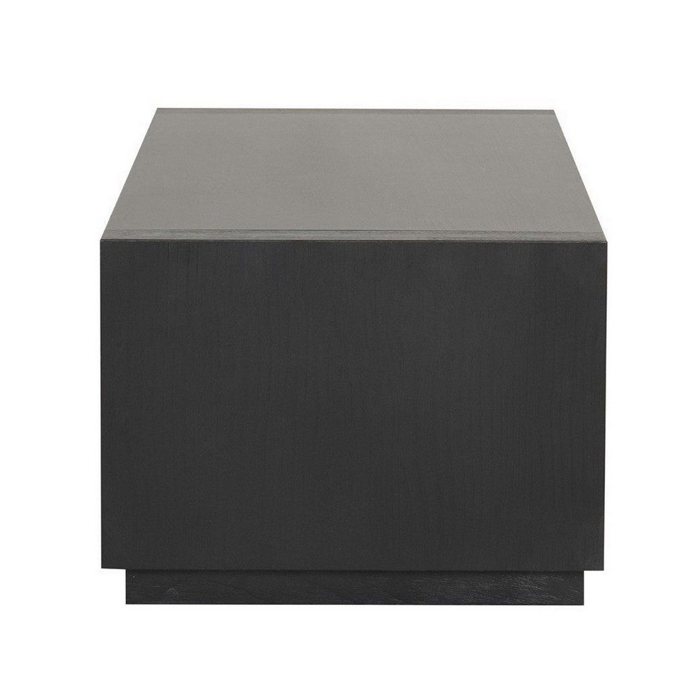 Dane Contemporary Coffee Table with Open Shelf, Black Oak Veneer, 48 Inch-BM356312