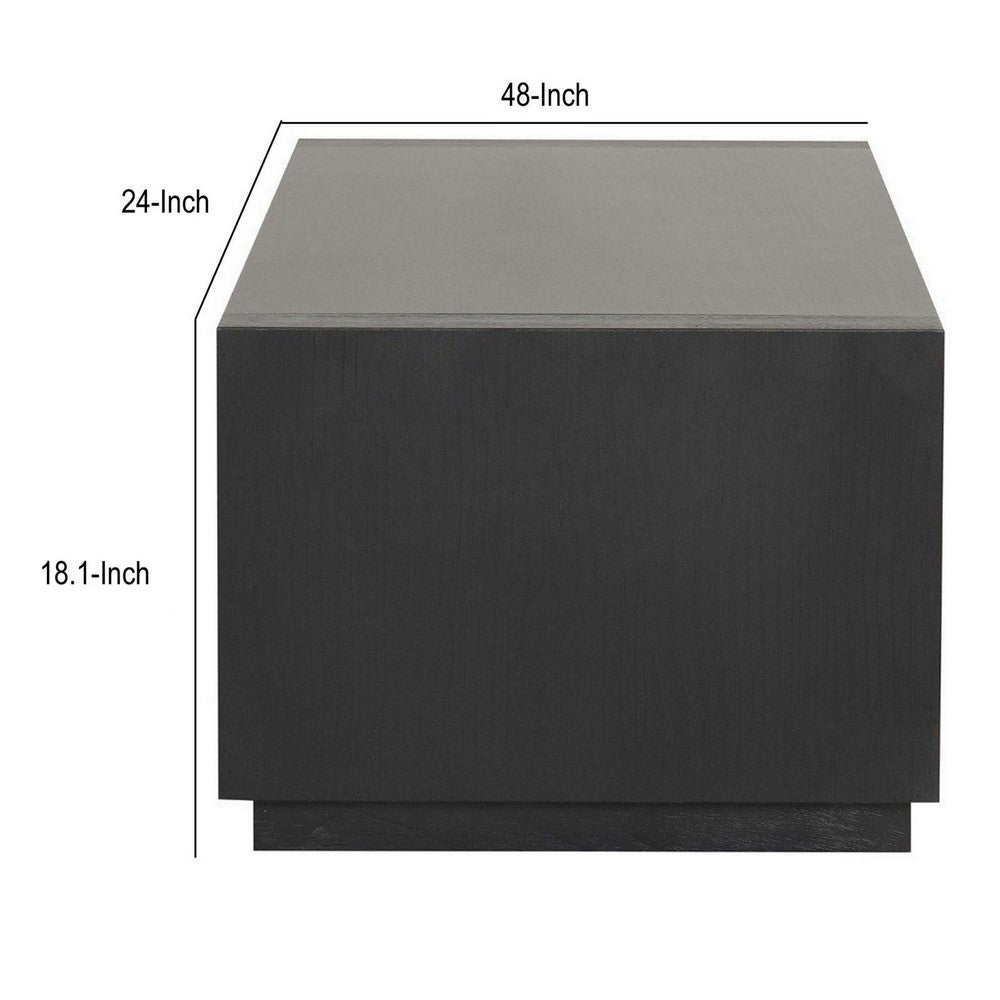 Dane Contemporary Coffee Table with Open Shelf, Black Oak Veneer, 48 Inch-BM356312