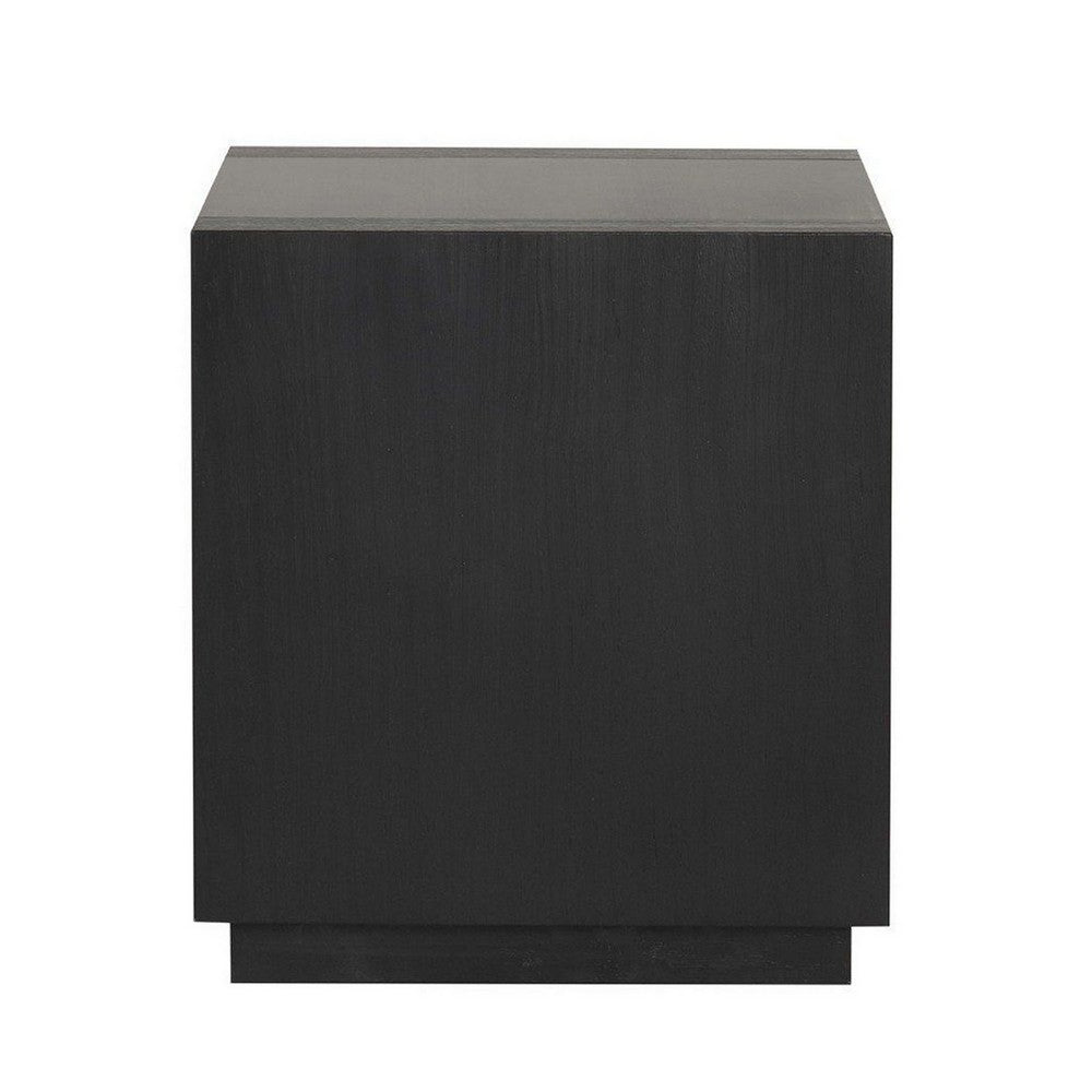 Dane Contemporary End Table, Lower Open Shelf, Black Oak Veneer, 22 Inch-BM356313
