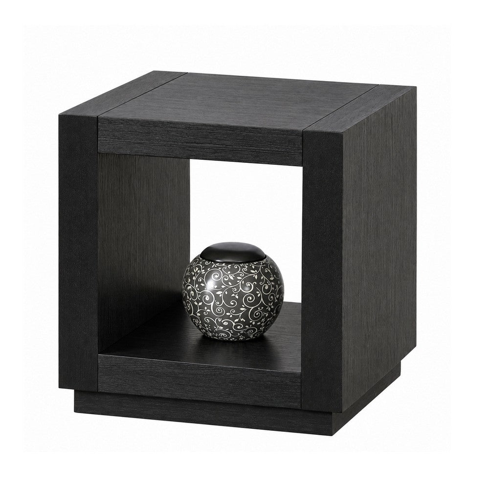 Dane Contemporary End Table, Lower Open Shelf, Black Oak Veneer, 22 Inch-BM356313