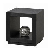 Dane Contemporary End Table, Lower Open Shelf, Black Oak Veneer, 22 Inch-BM356313