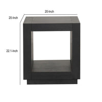 Dane Contemporary End Table, Lower Open Shelf, Black Oak Veneer, 22 Inch-BM356313