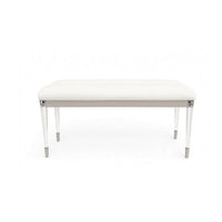 Zema Modern Accent Bench with Tapered Acrylic Leg, White Fabric, 54 Inch-BM356324