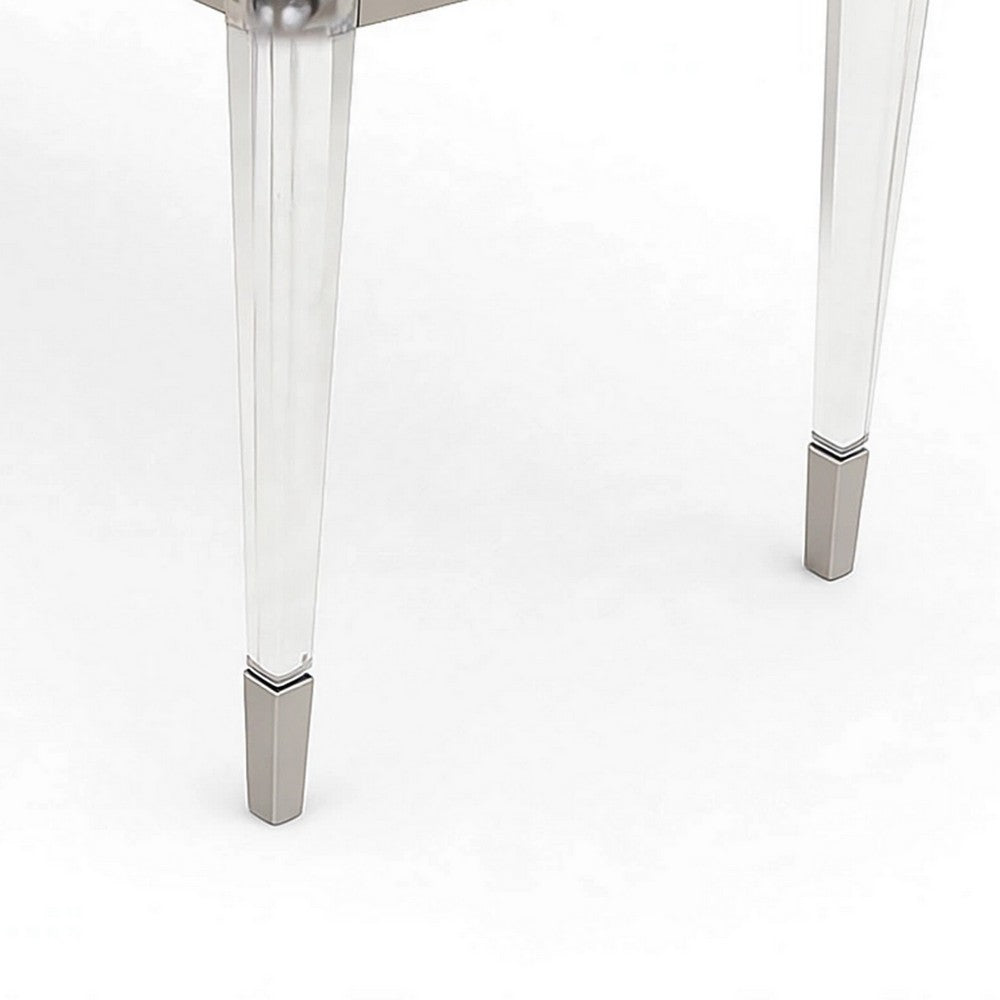 Zema Modern Accent Bench with Tapered Acrylic Leg, White Fabric, 54 Inch-BM356324
