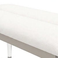 Zema Modern Accent Bench with Tapered Acrylic Leg, White Fabric, 54 Inch-BM356324