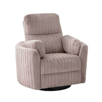 Bela Swivel Glider Power Recliner Chair, Taupe Channel-Tufted Fabric-BM356341