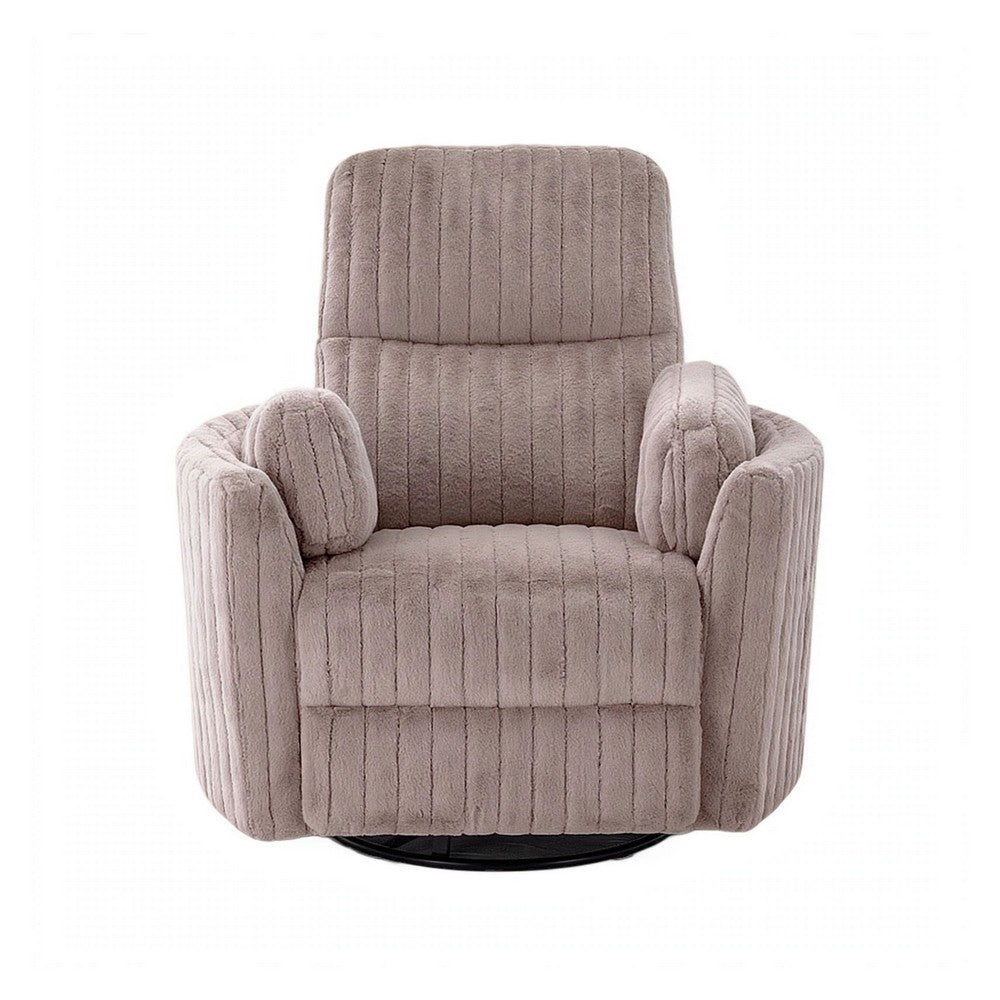 Bela Swivel Glider Power Recliner Chair, Taupe Channel-Tufted Fabric-BM356341