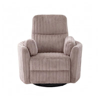 Bela Swivel Glider Power Recliner Chair, Taupe Channel-Tufted Fabric-BM356341