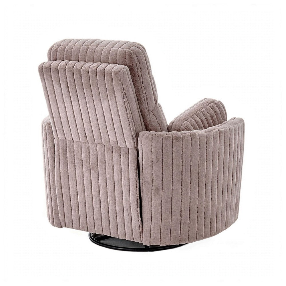 Bela Swivel Glider Power Recliner Chair, Taupe Channel-Tufted Fabric-BM356341