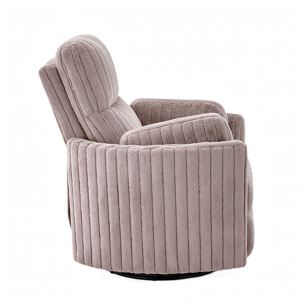 Bela Swivel Glider Power Recliner Chair, Taupe Channel-Tufted Fabric-BM356341