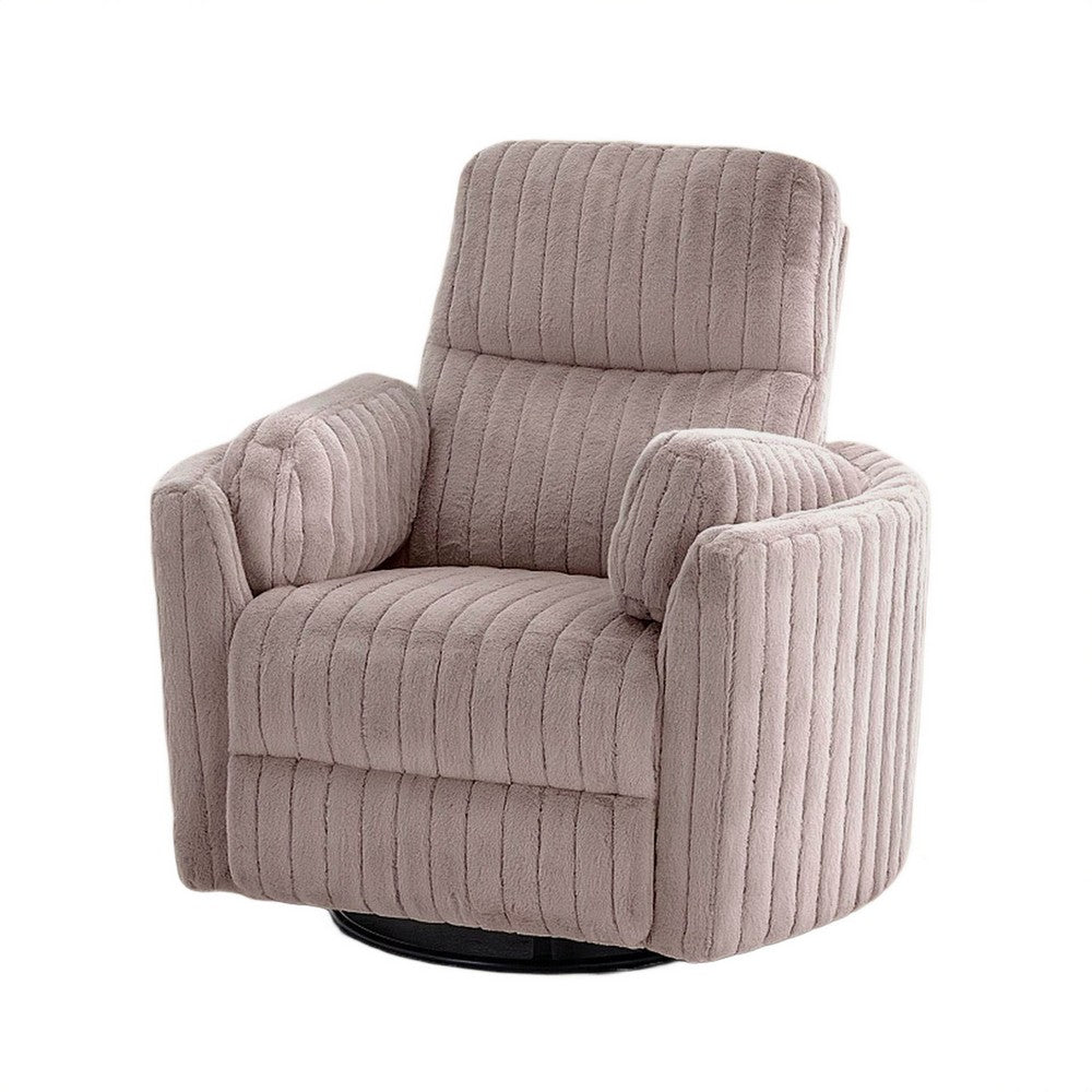 Bela Swivel Glider Power Recliner Chair, Taupe Channel-Tufted Fabric-BM356341