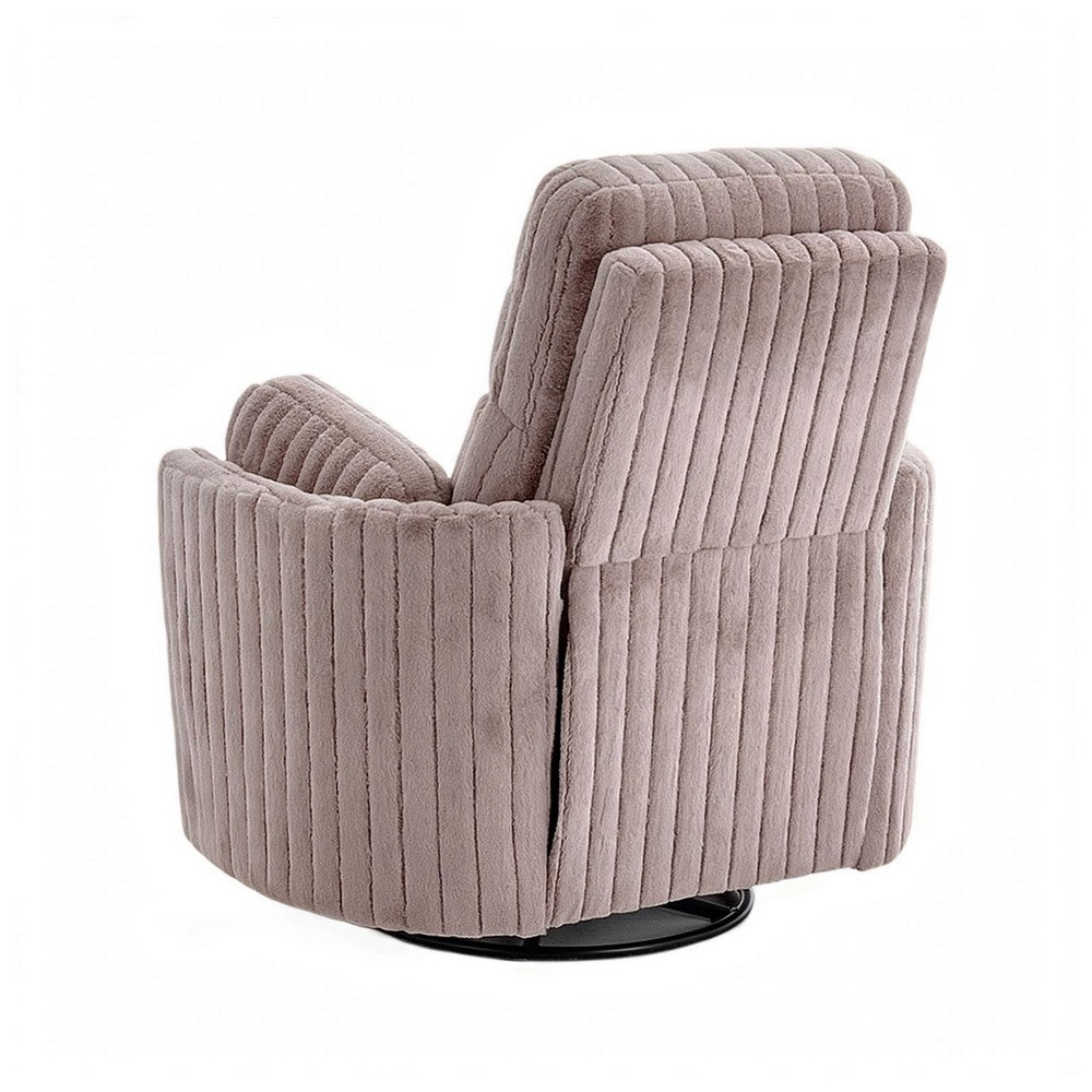 Bela Swivel Glider Power Recliner Chair, Taupe Channel-Tufted Fabric-BM356341