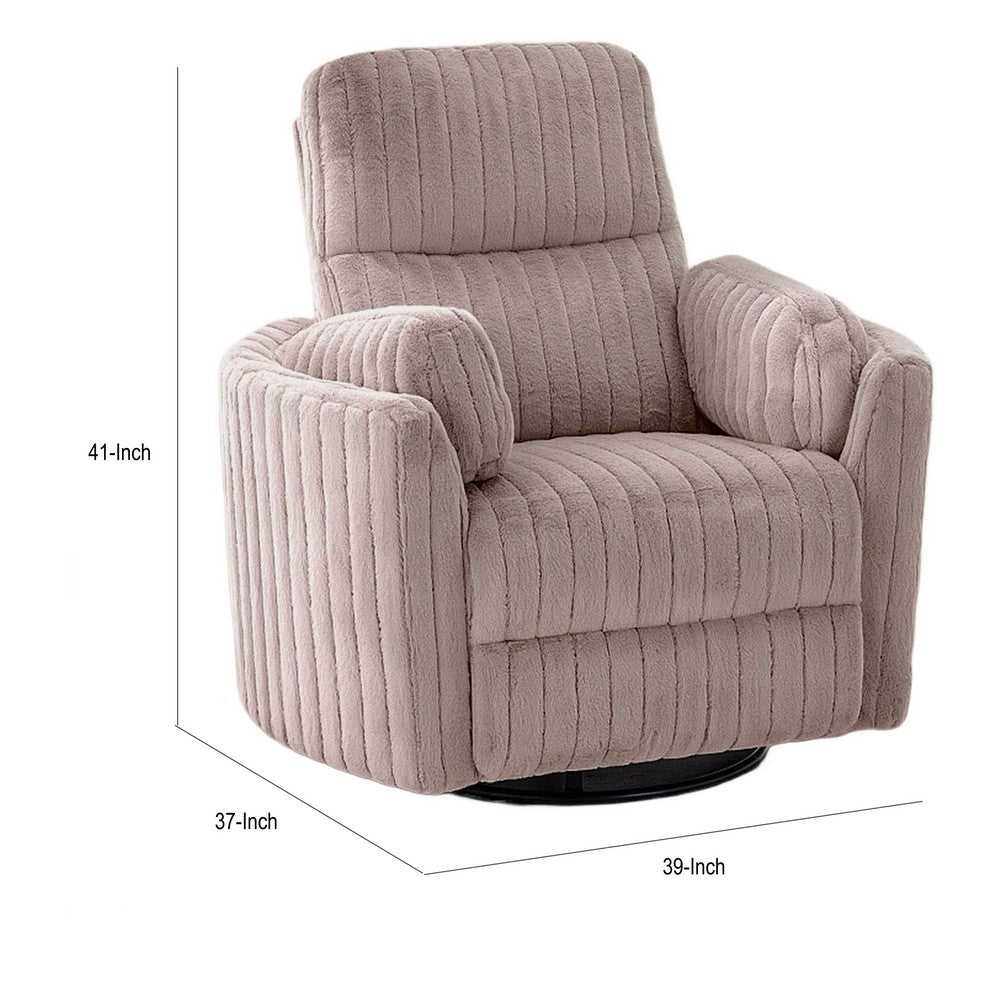 Bela Swivel Glider Power Recliner Chair, Taupe Channel-Tufted Fabric-BM356341