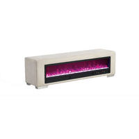 Elna Bench with Visual Crystal Fireplace , Audio and Remote Control, Beige-BM356344