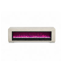 Elna Bench with Visual Crystal Fireplace , Audio and Remote Control, Beige-BM356344