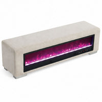 Elna Bench with Visual Crystal Fireplace , Audio and Remote Control, Beige-BM356344