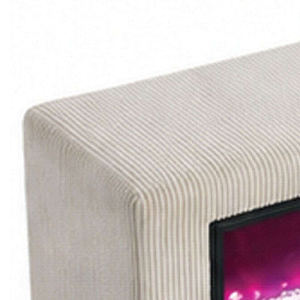 Elna Bench with Visual Crystal Fireplace , Audio and Remote Control, Beige-BM356344