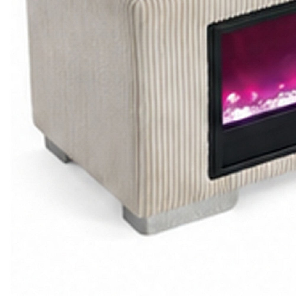 Elna Bench with Visual Crystal Fireplace , Audio and Remote Control, Beige-BM356344