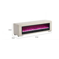 Elna Bench with Visual Crystal Fireplace , Audio and Remote Control, Beige-BM356344