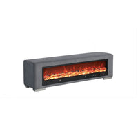 Elna Bench with Visual Wood Log Fireplace , Audio and Remote Control, Gray-BM356346
