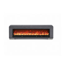 Elna Bench with Visual Wood Log Fireplace , Audio and Remote Control, Gray-BM356346