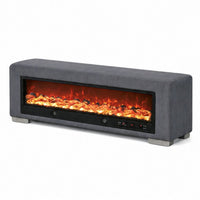 Elna Bench with Visual Wood Log Fireplace , Audio and Remote Control, Gray-BM356346