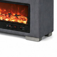 Elna Bench with Visual Wood Log Fireplace , Audio and Remote Control, Gray-BM356346