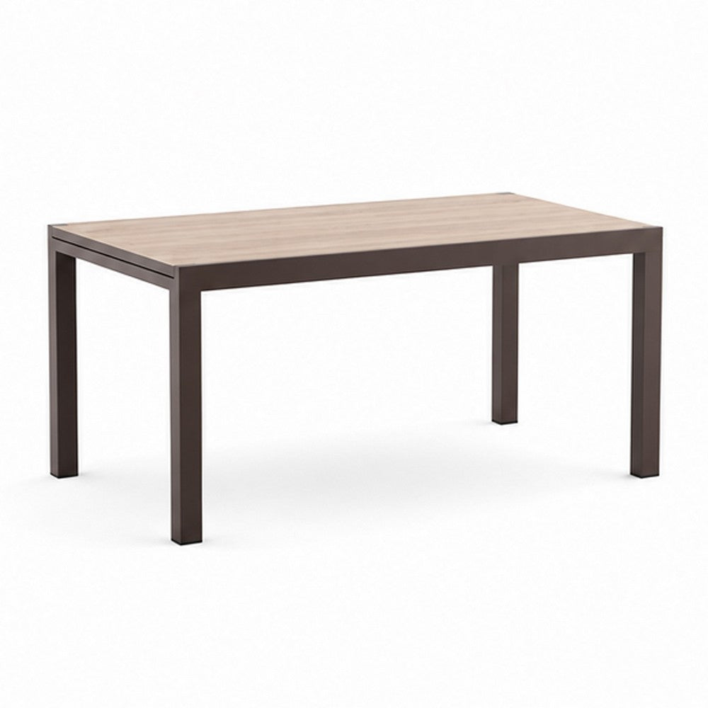 Amey Extendable Outdoor Dining Table, Gunmetal Gray, Glass-Metal, 63-95 Inch-BM356347