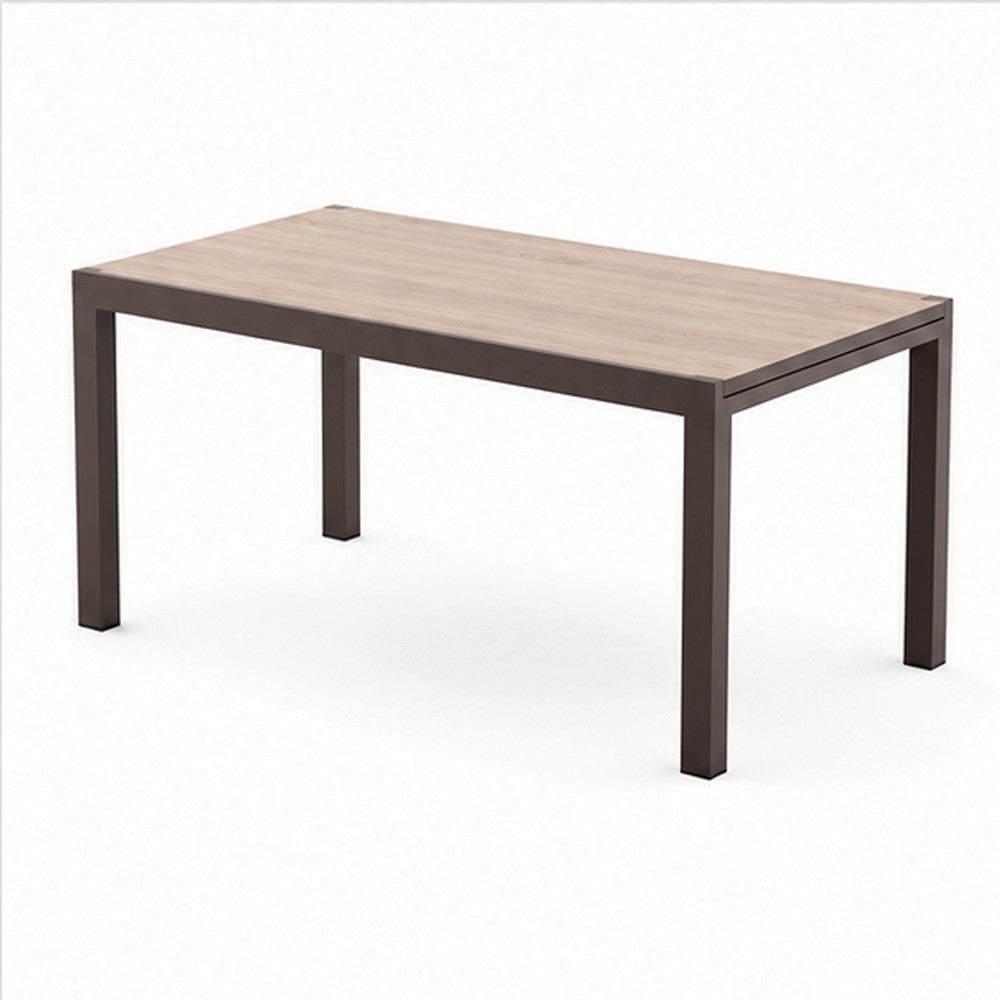 Amey Extendable Outdoor Dining Table, Gunmetal Gray, Glass-Metal, 63-95 Inch-BM356347