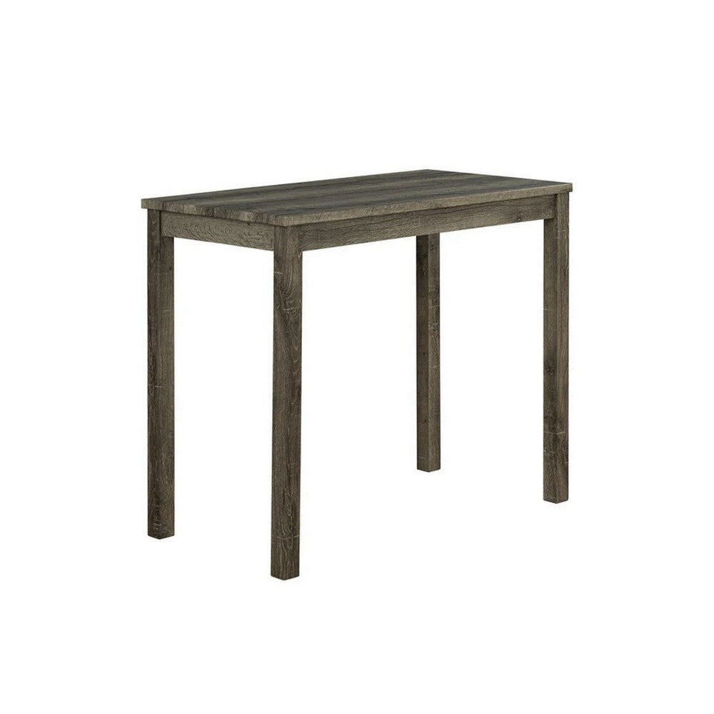 Elaya 3pc Counter Height Dining Set with Tufted Beige Stools, Brown Wood-BM356349
