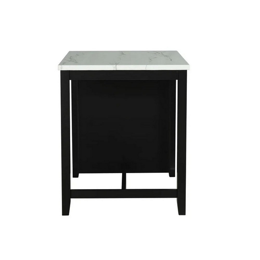 Delby 3pc Counter Height Dining Set, USB Charging, White, Black Wood-BM356350